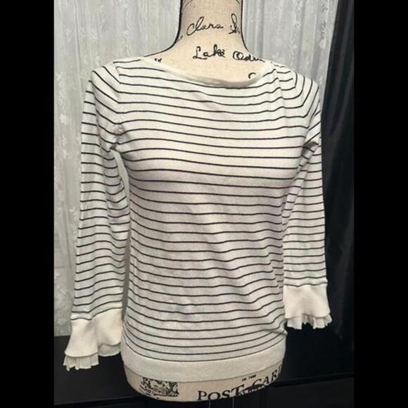 LOFT Tops - Nautical Charm Striped Boat Neck Sweater